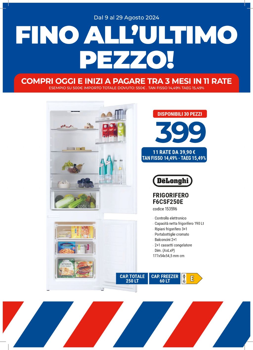 FRIGO DE LONGHI INCASSO F6CSF250E