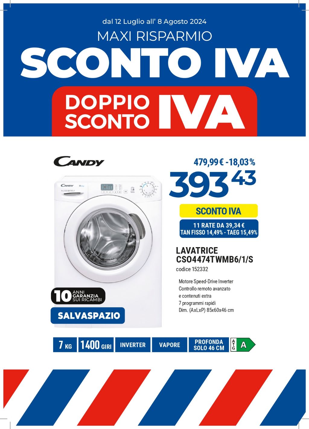 LAVATRICE CANDY CSO4474TWMB6/1S