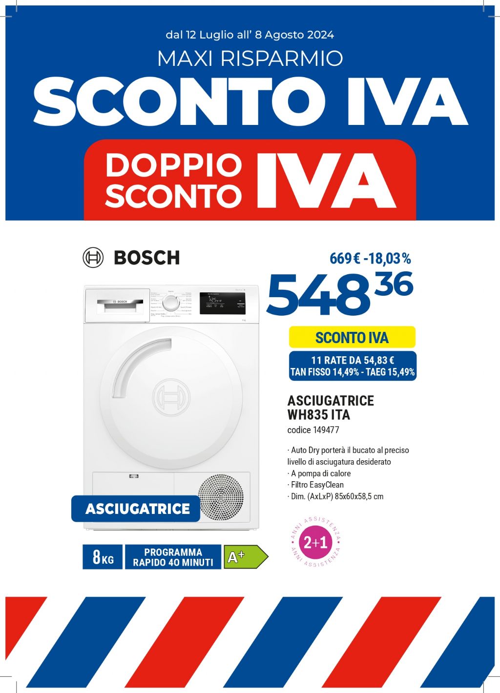 ASCIUGATRICE BOSCH WTH835 ITA A+ 8KG