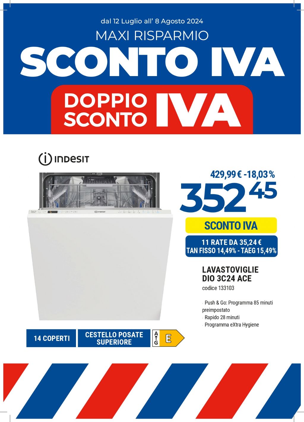 LAVASTOVIGLIE INCASSO INDESIT DIO3C24ACE