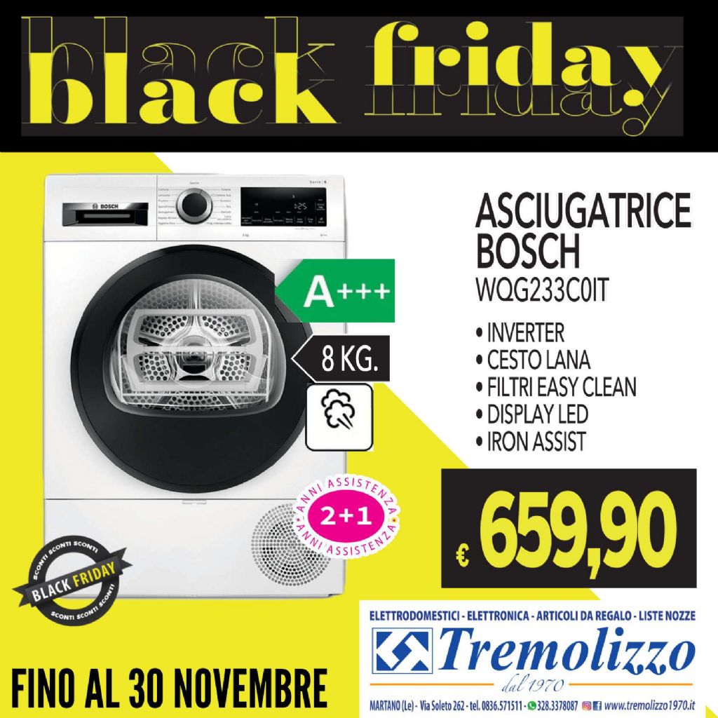 ASCIUGATRICE BOSCH WQG233C0IT 8KG A+++