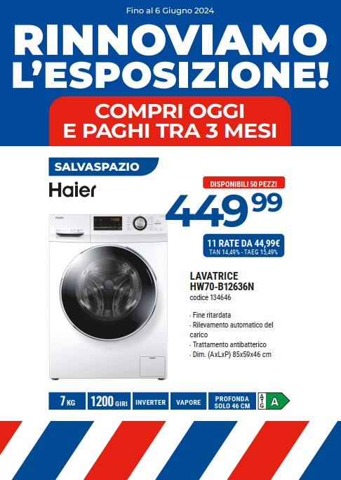 LAVATRICE HAIER HW70-B12636N 7KG