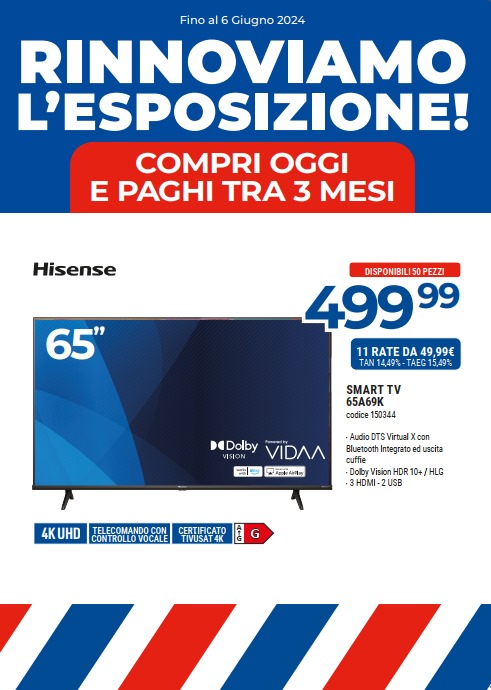 TV HISENSE 65A69K 65'' 